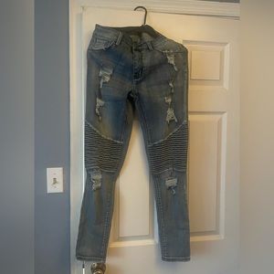 Fashion Nova  Distressed Ripped Moto 9" Rise Skinny